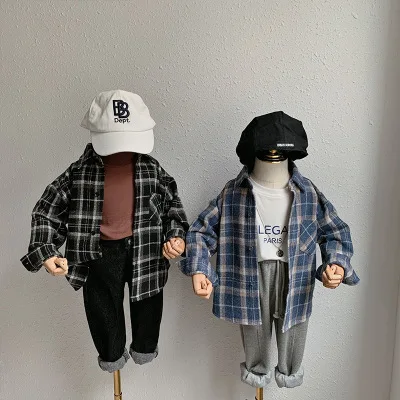 201` Spring New Children's Woolen Shirt Korean Style Boy Plaid Shirt Jacket Baby Long-sleeved Tee Shirt Toddler Lapel Cardigan
201` Spring New Children's Woolen Shirt Korean Style Boy Plaid Shirt Jacket Baby Long-sleeved Tee Shirt Toddler Lapel Cardigan
