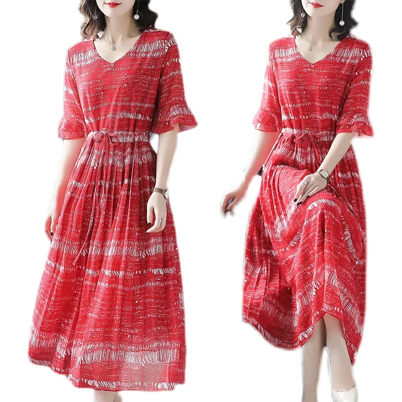 COIGARSAM 4XL Plus Size Floral Print Women dress New Summer Chiffon High Waist V-Neck Dresses 6025
COIGARSAM 4XL Plus Size Floral Print Women dress New Summer Chiffon High Waist V-Neck Dresses 6025