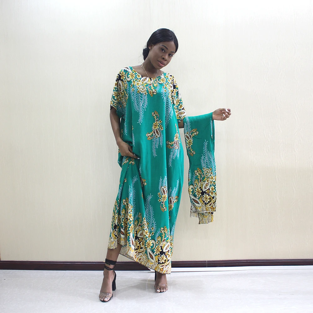 African Dresses For Women Dashiki Pure Cotton Flower Print Plus Size Casual Female Beach Dress With Scarf
African Dresses For Women Dashiki Pure Cotton Flower Print Plus Size Casual Female Beach Dress With Scarf