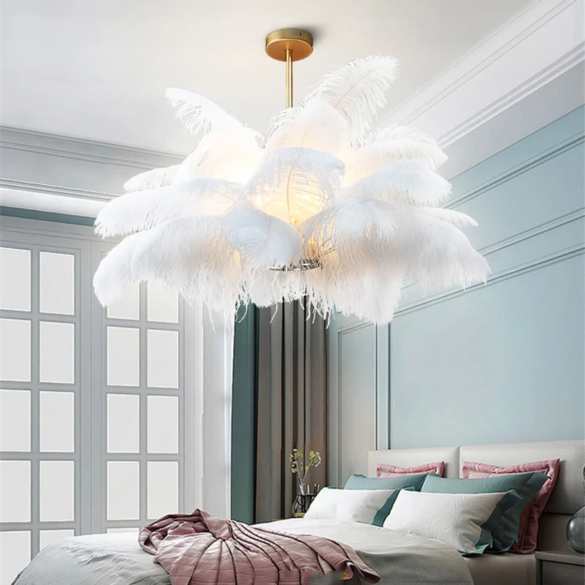 Nordic Natural Ostrich Feather Pendant Lights LOFT Pendant Lamp Bedroom Living Room Restaurant Indoor Deco Lighting Hanging Lamp
Nordic Natural Ostrich Feather Pendant Lights LOFT Pendant Lamp Bedroom Living Room Restaurant Indoor Deco Lighting Hanging Lamp