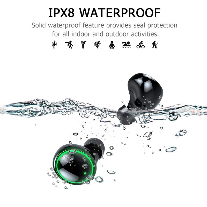 C5 наушники-вкладыши TWS с IPX8 Bluetooth наушники спортивные стерео звук сенсорный