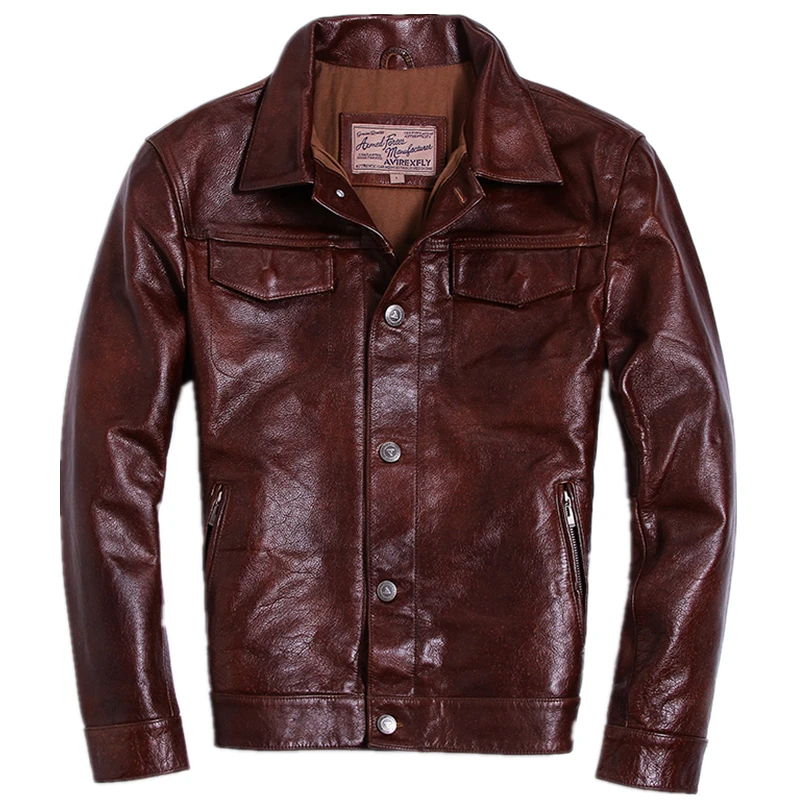 Avirex Fly Genuine Jacket Man Casual Cowhide Real Leather Lapel Slim Fit Short Brown Coat for Male 
Avirex Fly Genuine Jacket Man Casual Cowhide Real Leather Lapel Slim Fit Short Brown Coat for Male