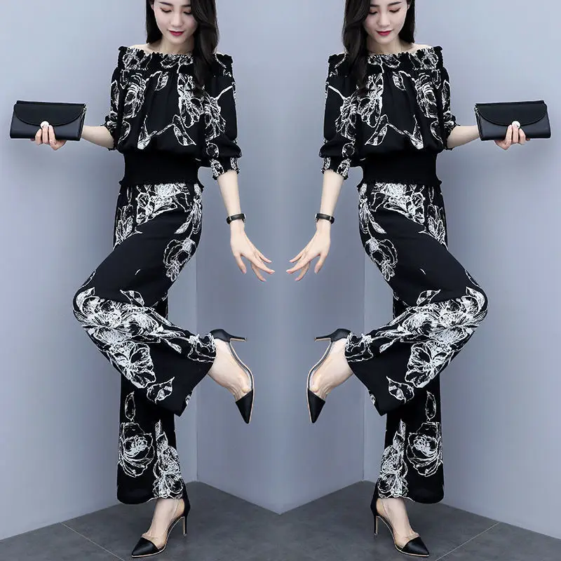 Women's Casual Suit 2021 Summer New Blouses Tracksuit Off-shoulder Collar Black Crop Top Wide Leg Flare Pant Fashion 2 Piece Set
Women's Casual Suit 2021 Summer New Blouses Tracksuit Off-shoulder Collar Black Crop Top Wide Leg Flare Pant Fashion 2 Piece Set