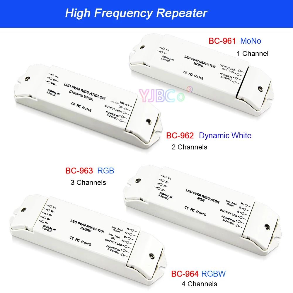 5V-24V 1~4 Channels PWM High Frequency Power Repeater Single color/CW WW/RGB/RGBW LED Controller 3000V optoelectronic isolation
5V-24V 1~4 Channels PWM High Frequency Power Repeater Single color/CW WW/RGB/RGBW LED Controller 3000V optoelectronic isolation