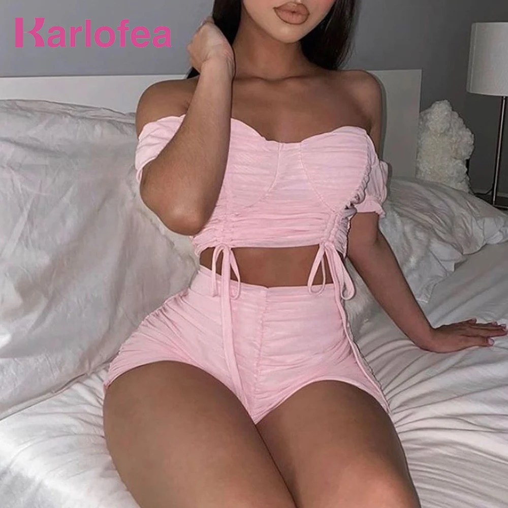 Karlofea Summer Casual Matching Suit Outfits Wear Lovely Off Shoulder Crop Top And Shorts New Sexy Bodycon Mesh Ruched Women Set
Karlofea Summer Casual Matching Suit Outfits Wear Lovely Off Shoulder Crop Top And Shorts New Sexy Bodycon Mesh Ruched Women Set