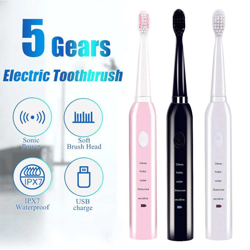5-speed Sonic Electric Toothbrush Smart Toothbrush Ultrasonic Automatic Toothbrush Usb Fast Charging Adult Waterproof
5-speed Sonic Electric Toothbrush Smart Toothbrush Ultrasonic Automatic Toothbrush Usb Fast Charging Adult Waterproof