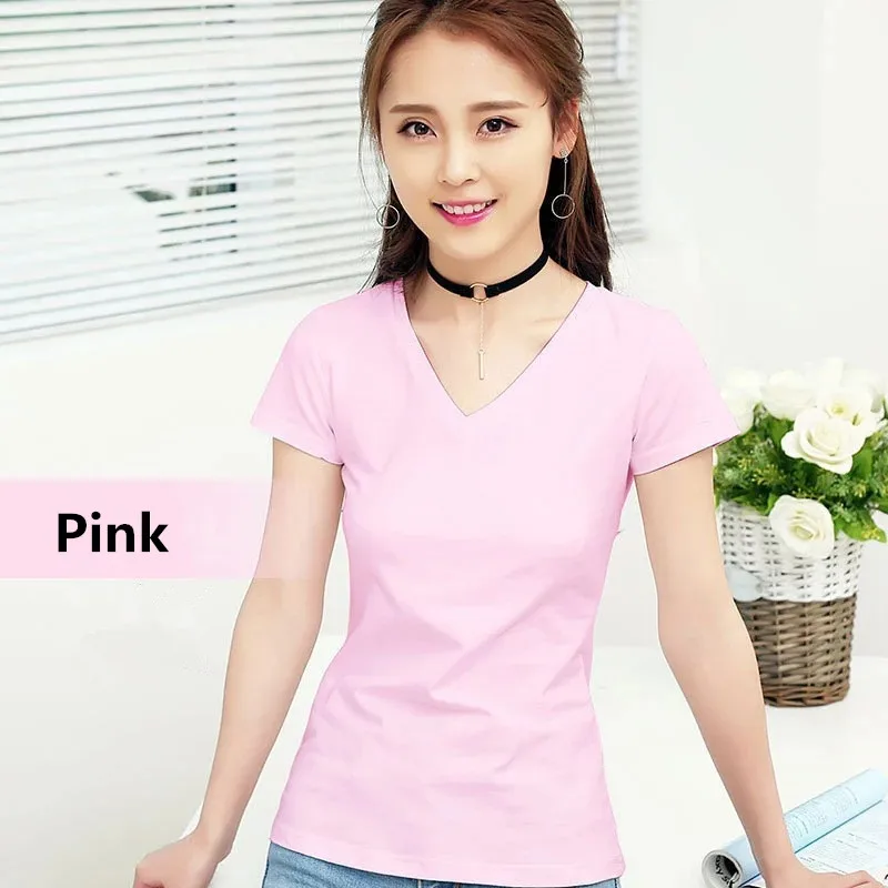 Women Fashion Summer New Slim V-Neck Short-Sleeve T Shirt S-3XL Solid Color Cotton T-Shirt Office Lady Sexy Top Tees Party Gift
Women Fashion Summer New Slim V-Neck Short-Sleeve T Shirt S-3XL Solid Color Cotton T-Shirt Office Lady Sexy Top Tees Party Gift