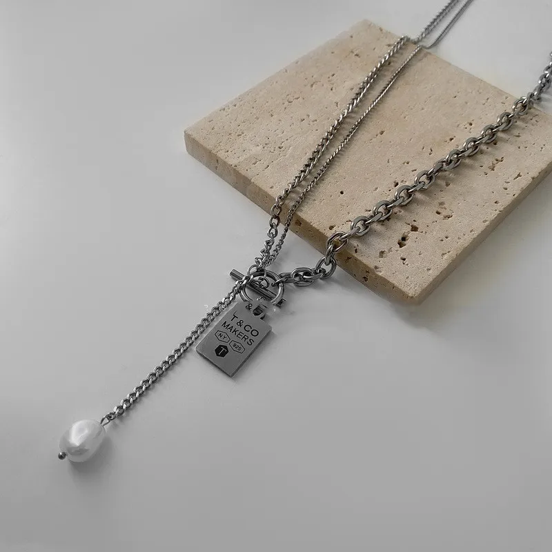 POTCET Unisex Stainless Steel Double Pearl Square Letter Titanium Steel Necklace Pendant Retro Fashion Hip Hop Party Jewelry
POTCET Unisex Stainless Steel Double Pearl Square Letter Titanium Steel Necklace Pendant Retro Fashion Hip Hop Party Jewelry