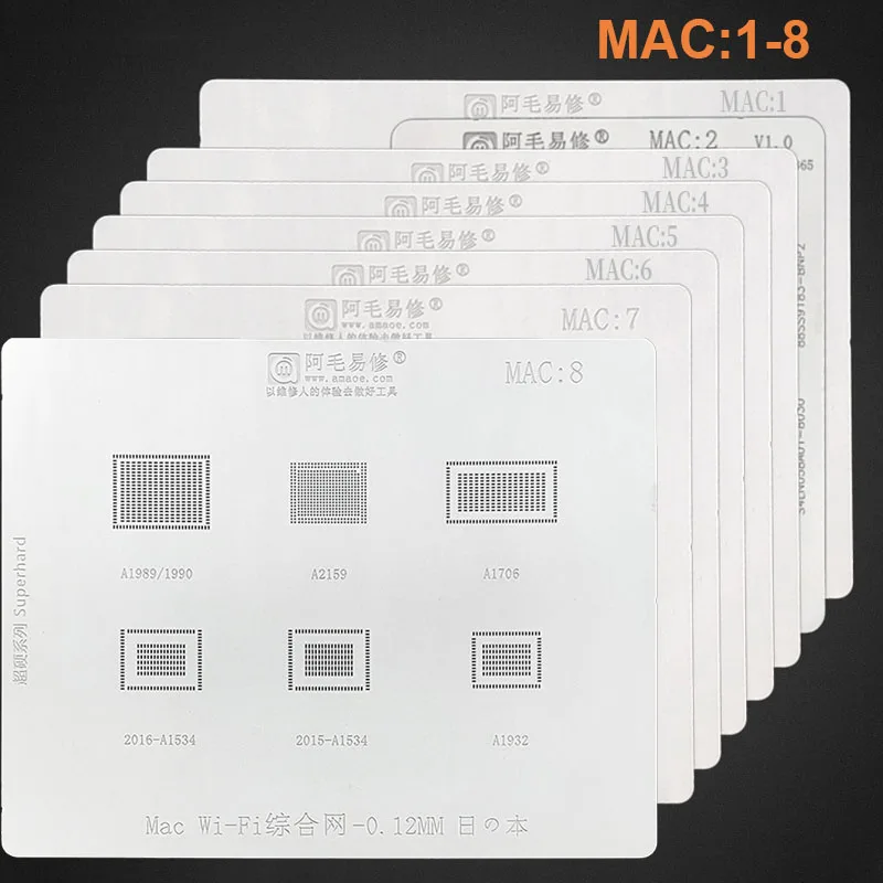 Amaoe BGA Reballing Stencil For MAC Pro A2159 A1706 A1707 A1534 Power IC CPU SSD 0.12mm Thickness
Amaoe BGA Reballing Stencil For MAC Pro A2159 A1706 A1707 A1534 Power IC CPU SSD 0.12mm Thickness