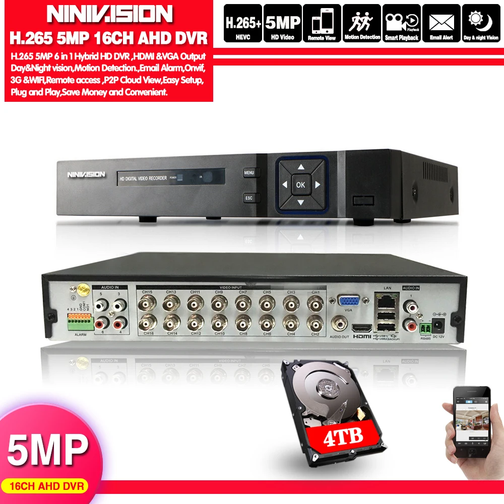 4 МП 5 Мп CCTV DVR Hi3531 XMeye 16 каналов 6 в 1 коаксиальный Гибридный XVI NVR CVI TVI AHD USB Wi Fi