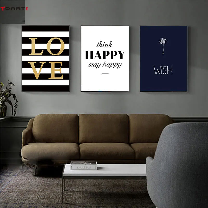 Вдохновляющие печатные плакаты с надписью Happy Quote Картина на холсте для гостиной