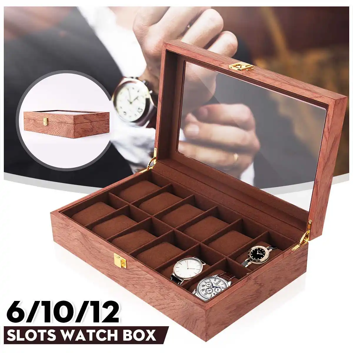 6/10/12 Grids Retro Red Wooden Watch Display Case Durable Packaging Holder Jewelry Collection Storage Watch Organizer Box Casket
6/10/12 Grids Retro Red Wooden Watch Display Case Durable Packaging Holder Jewelry Collection Storage Watch Organizer Box Casket