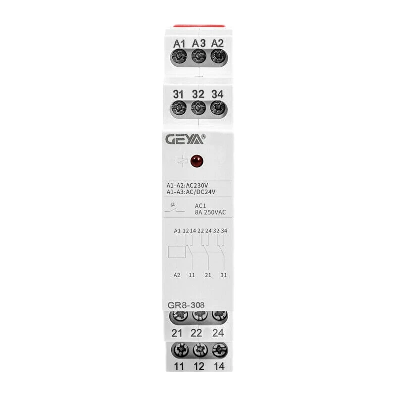 GEYA 3SPDT промежуточное реле AC230V или переменного тока/DC24V 8A модуль реле GR8-308
GEYA 3SPDT промежуточное реле AC230V или переменного тока/DC24V 8A модуль реле GR8-308