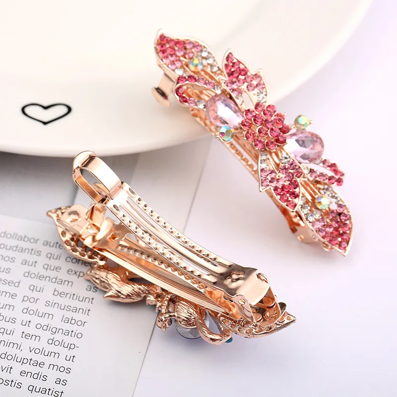 European version color new rhinestone flower spring clip for ladies fashion exquisite all-match hair accessories word clip A28 
European version color new rhinestone flower spring clip for ladies fashion exquisite all-match hair accessories word clip A28
