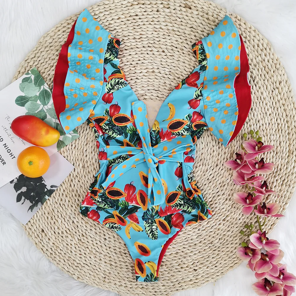 Sexy Ruffle Print Floral One Piece Swimsuit Off The Shoulder Swimwear Women 2021 New Fashion Deep-V Beachwear Bathing Suit
Sexy Ruffle Print Floral One Piece Swimsuit Off The Shoulder Swimwear Women 2021 New Fashion Deep-V Beachwear Bathing Suit