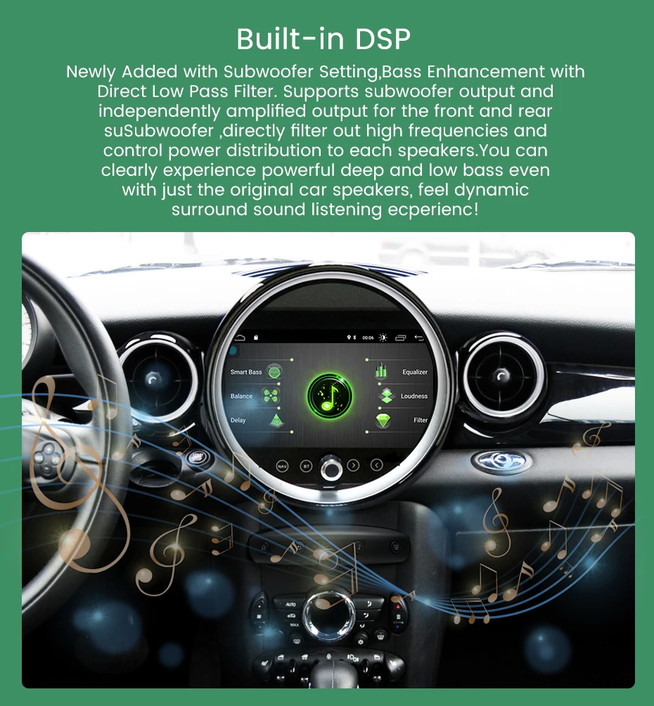 Автомагнитола Carplay для BMW Mini Cooper R56 R60 2007-2014 4 Гб + 64 ГБ Android 10 мультимедийный плеер