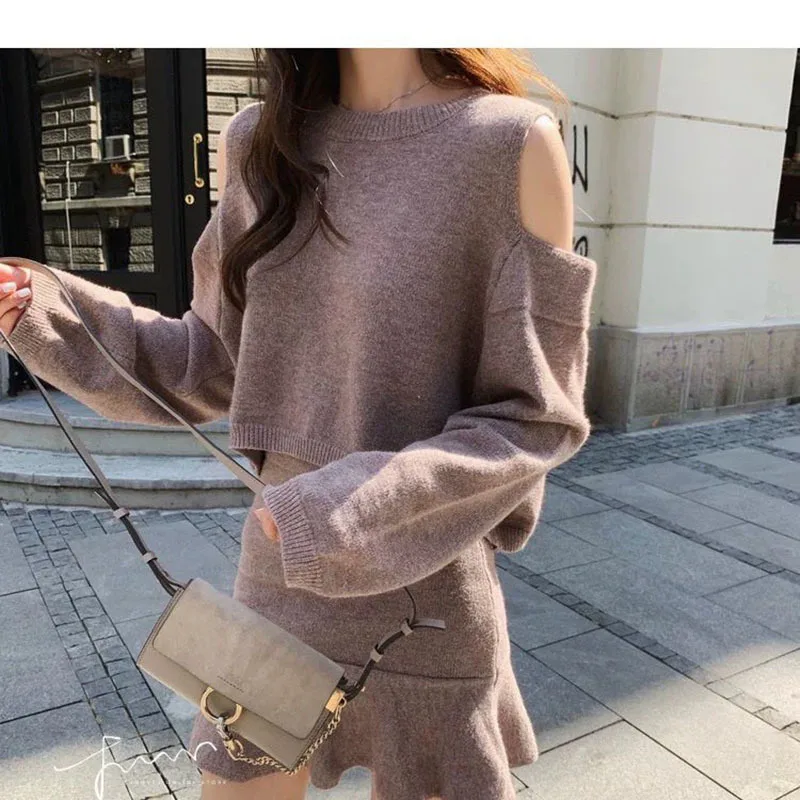 Wenfly Women Knitting Off Shoulder O-Neck Long Sleeve Pullovers Sweater Elastic Waist Mermaid Skirt Two Piece Set Ladies Tide
Wenfly Women Knitting Off Shoulder O-Neck Long Sleeve Pullovers Sweater Elastic Waist Mermaid Skirt Two Piece Set Ladies Tide