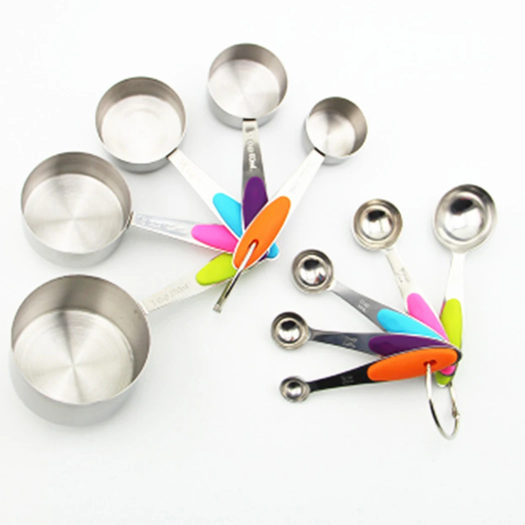 4/8Pcs/Set Kitchen Color Silicone Insulation Handle Measuring Spoon Cup Food Grade 304 Stainless Steel 1.25/2.5/5/7.5ml 30-250ML
4/8Pcs/Set Kitchen Color Silicone Insulation Handle Measuring Spoon Cup Food Grade 304 Stainless Steel 1.25/2.5/5/7.5ml 30-250ML
