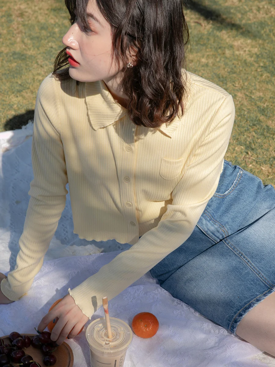 Women Polo Shirt Long Sleeve T-shirt Women's Spring 2021 New Slim Wood Ear Polo Neck Blouse
Women Polo Shirt Long Sleeve T-shirt Women's Spring 2021 New Slim Wood Ear Polo Neck Blouse