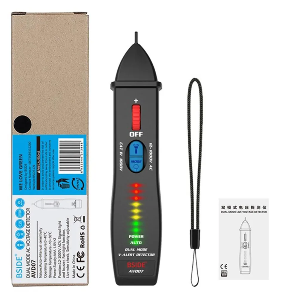AVD07 Non-Contact Voltage Detector Socket Wall Outlet Live Test Pens Power Tools Chinese And English Manual
AVD07 Non-Contact Voltage Detector Socket Wall Outlet Live Test Pens Power Tools Chinese And English Manual