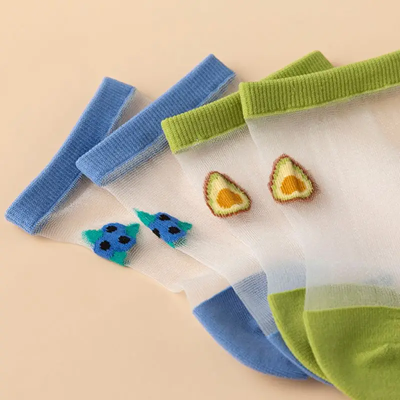 Korean Women Summer Crystal Fiber Ankle Socks Cute Avocado Fruit Jacquard Transparent Ultra-Thin Mid Tube Hosiery
Korean Women Summer Crystal Fiber Ankle Socks Cute Avocado Fruit Jacquard Transparent Ultra-Thin Mid Tube Hosiery