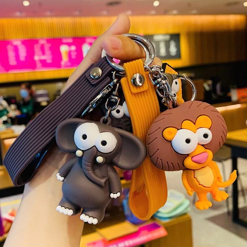 

Cute cartoon make strange ugly meng burst eye animal doll keychain drop glue car key chain bag bag pendant