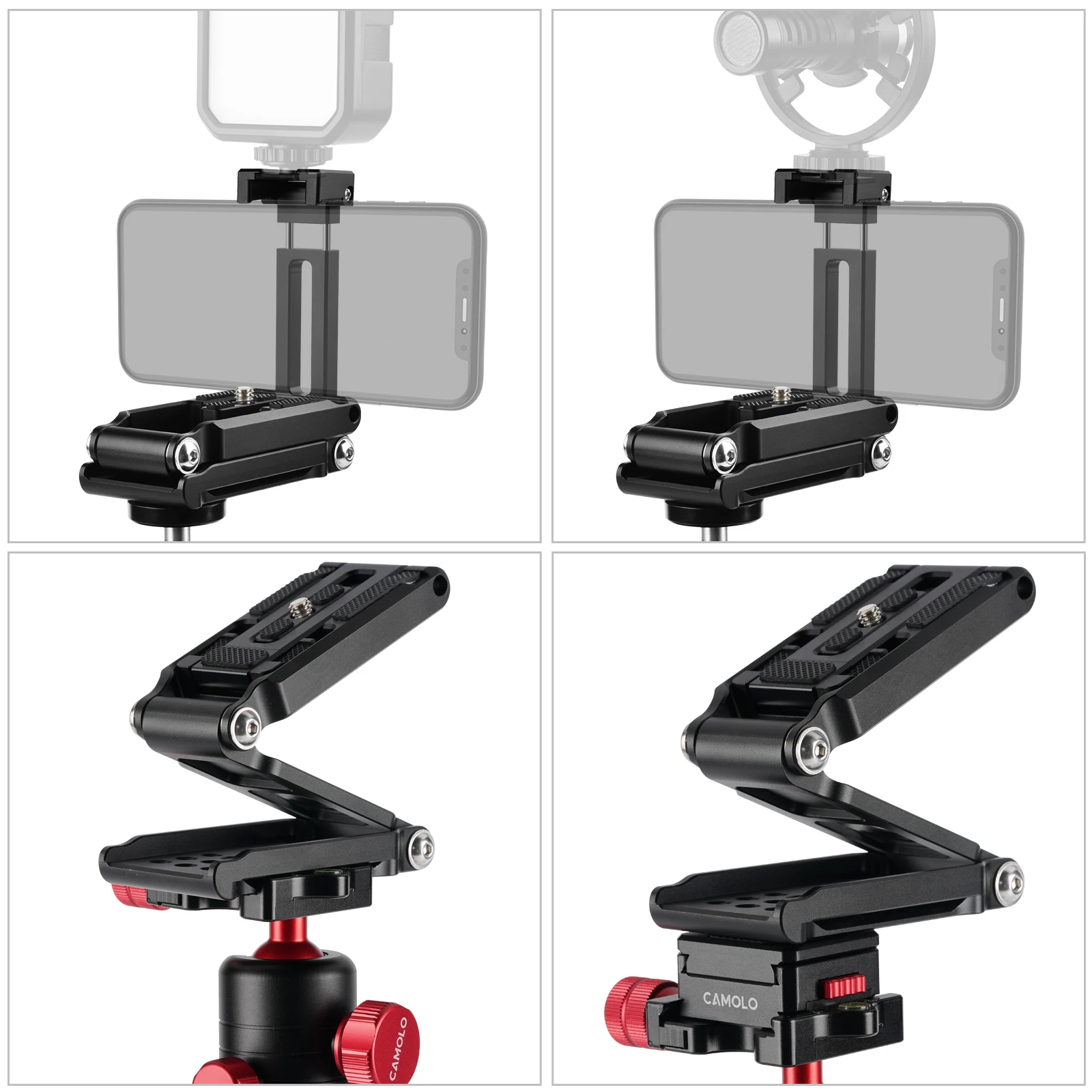 

CAMOLO Z-Shape Foldable Phone Holder with Cold Shoe Mount and M3 Hexagonal Screwdriver for Iphone Xiaomi Huawei Camera