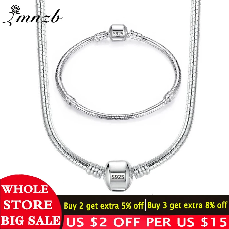 LMNZB Original 100% Solid 925 Silver Necklace Bracelet Jewelry Set Fashion Wedding Sets Women 3mm Snake Charm Bracelet Necklace
LMNZB Original 100% Solid 925 Silver Necklace Bracelet Jewelry Set Fashion Wedding Sets Women 3mm Snake Charm Bracelet Necklace