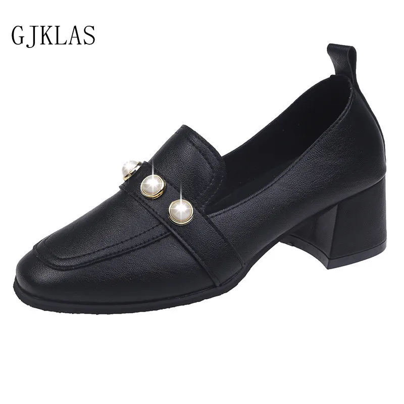 Leather Dress Shoes Women British Style Square Toe Kitten Heels Cute Pumps Loafers Women Shoes for Wedding Pearl Block Heels
Leather Dress Shoes Women British Style Square Toe Kitten Heels Cute Pumps Loafers Women Shoes for Wedding Pearl Block Heels