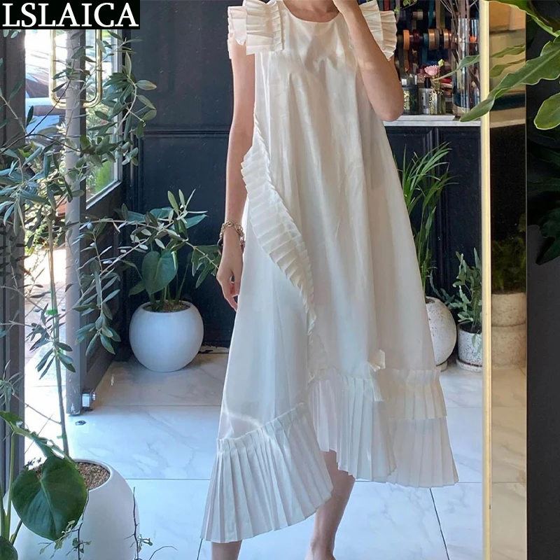 Elegant Woman Dress Summer 2020 Sleeveless O Neck Ruffle Irregular Loose Ladies Maxi Dress Solid Casual Streetwear Robe Femme
Elegant Woman Dress Summer 2020 Sleeveless O Neck Ruffle Irregular Loose Ladies Maxi Dress Solid Casual Streetwear Robe Femme
