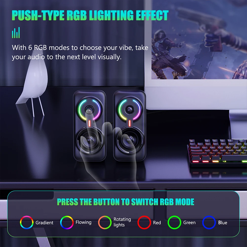 2pcs Onikuma L6 Colorful LED Light PC Speaker Wired USB Power Computer RGB LED Gaming Speaker Desktop Computer PC Laptop 3.5mm
2pcs Onikuma L6 Colorful LED Light PC Speaker Wired USB Power Computer RGB LED Gaming Speaker Desktop Computer PC Laptop 3.5mm