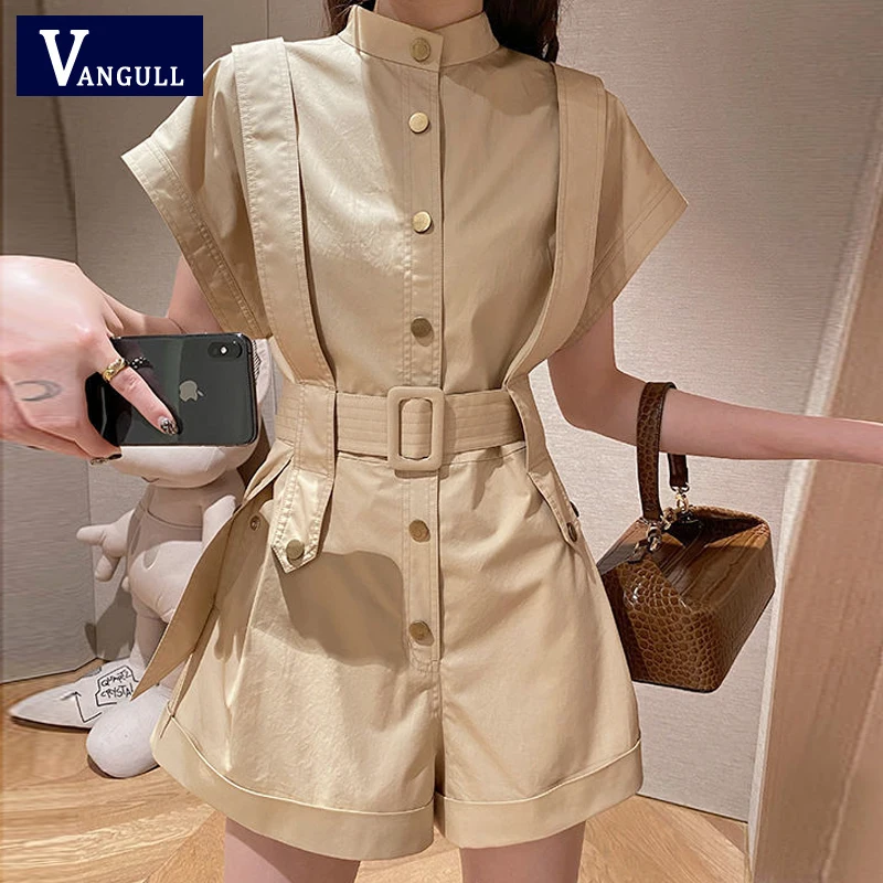 Vangull Safari Style Women Rompers High Waist Wide Leg Playsuit Female Summer Single Breasted Loose Overalls Fashion Playsuits
Vangull Safari Style Women Rompers High Waist Wide Leg Playsuit Female Summer Single Breasted Loose Overalls Fashion Playsuits