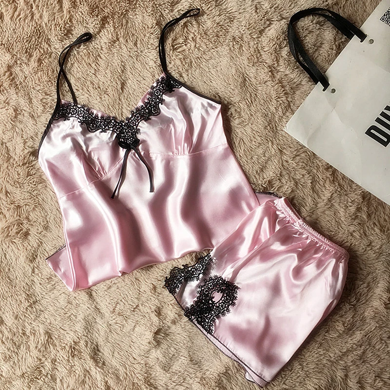Women Fashion Lace Pajamas Sets Satin Pijama Summer Nightwear Sexy Lingerie Pajamas Pyjamas Women Homewear
Women Fashion Lace Pajamas Sets Satin Pijama Summer Nightwear Sexy Lingerie Pajamas Pyjamas Women Homewear