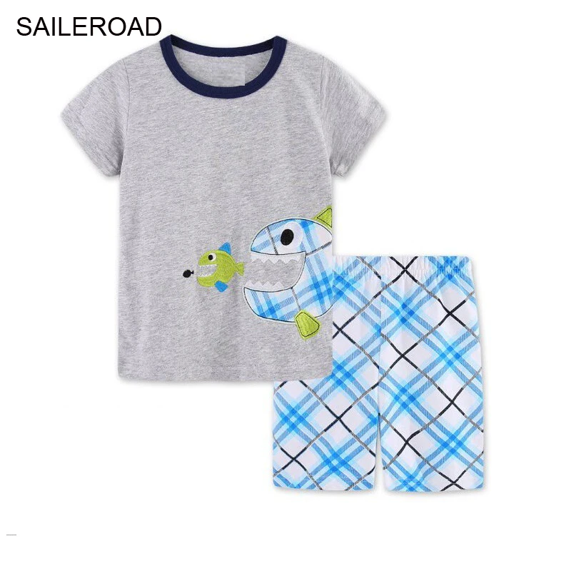 Комплект детской пижамы SAILEROAD с акулами пижама для девочек хлопковая детская