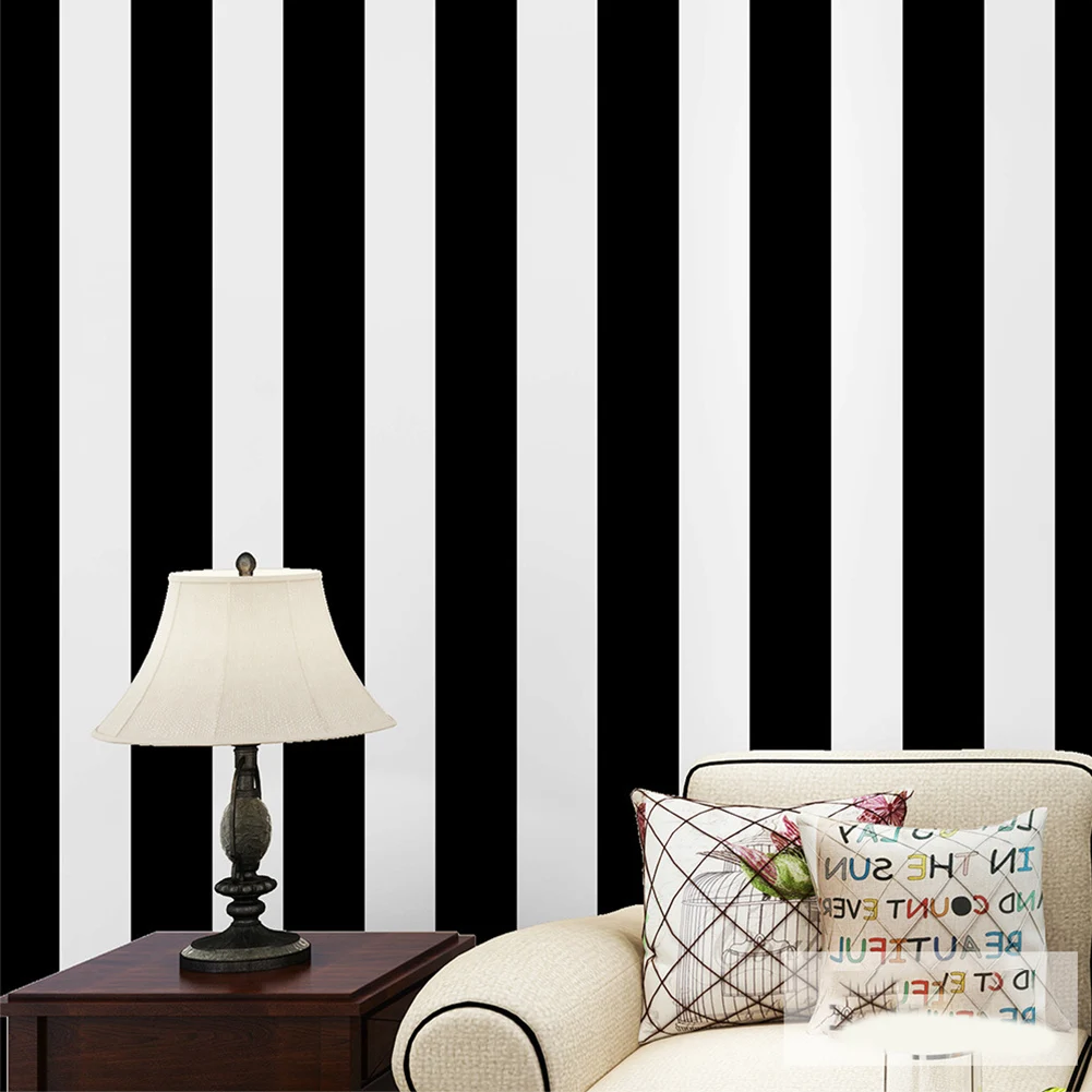 15.7x374inch Home Decor PVC Self Sticky Black White Stripe Modern Wall Sticker 
15.7x374inch Home Decor PVC Self Sticky Black White Stripe Modern Wall Sticker