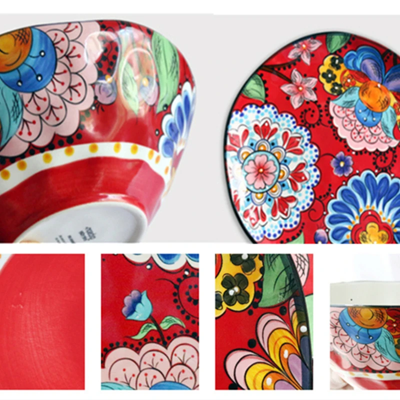Creative Ceramic Tableware Set Red Hand Drawing Flower Glaze Plate Fashion Newly Married Gift Dishes Combination 
Creative Ceramic Tableware Set Red Hand Drawing Flower Glaze Plate Fashion Newly Married Gift Dishes Combination
