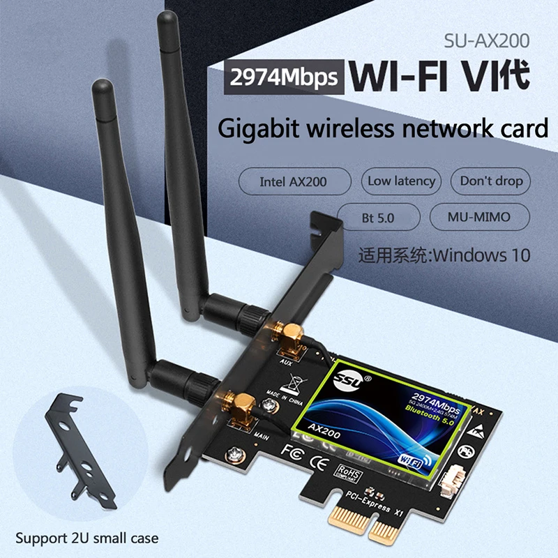 Wireless Dual Band PCI Express WiFi Adapter PCI-E Network Card 2974 Mbps WIfi 2.4G/5G With Antennas Desktop PC Windows 10 
Wireless Dual Band PCI Express WiFi Adapter PCI-E Network Card 2974 Mbps WIfi 2.4G/5G With Antennas Desktop PC Windows 10