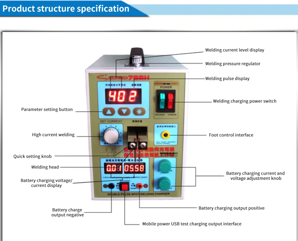 USB Battery Spot Welder SUNKKO 788H USB Charge Test LED Lighting 220V 110V Spot Welding Machine 18650 Battery Test Spot Welding
USB Battery Spot Welder SUNKKO 788H USB Charge Test LED Lighting 220V 110V Spot Welding Machine 18650 Battery Test Spot Welding