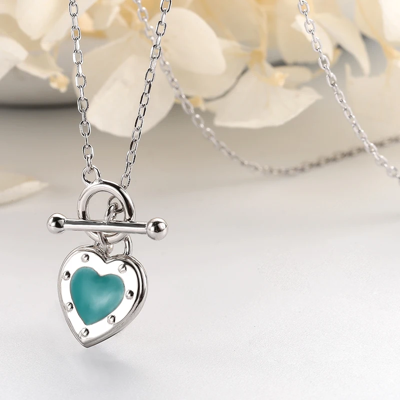 European and American tideway S925 pure silver needle clasp enamel blue heart collar chain heart bracelet necklace set3
European and American tideway S925 pure silver needle clasp enamel blue heart collar chain heart bracelet necklace set3