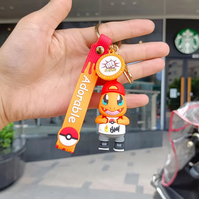 Pokemon Figures Kawaii Key Chain Keychains Anime Gengar Pikachu Psyduck Togepi Snorlax Marill Jigglypuff Squirtle Bulbasaur