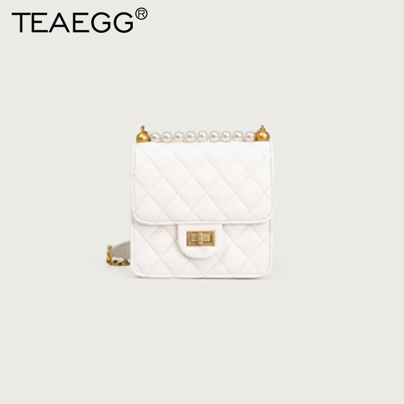 TEAEGG 2019 женская дизайнерская сумка на плечо с цепочками и ромбовидной решеткой