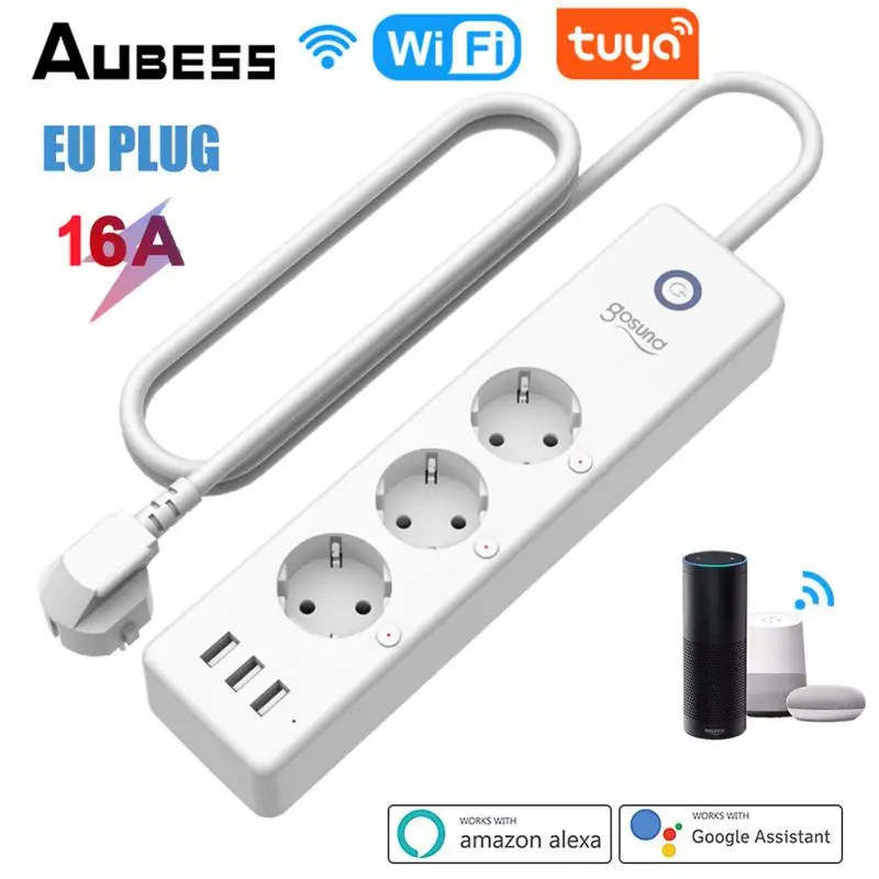 16A EU Plug Power Strip Smart Switch 1.5 M Cord Cable Universal Outlets 3 USB Ports Electrical Socket Via Alexa Google Home 
16A EU Plug Power Strip Smart Switch 1.5 M Cord Cable Universal Outlets 3 USB Ports Electrical Socket Via Alexa Google Home