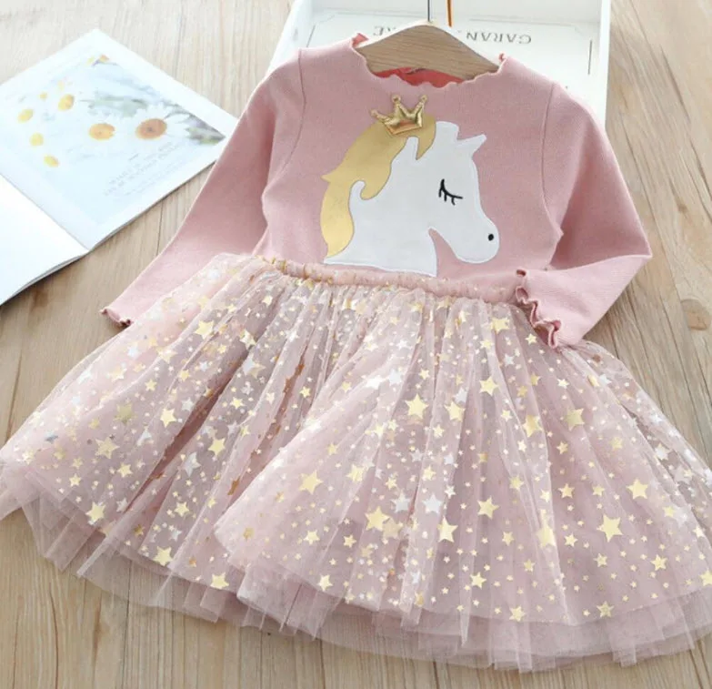 Lovely cartoon unicorn princess dress for kids Soft tulle skirt Shining stars long sleeve dress High quality
Lovely cartoon unicorn princess dress for kids Soft tulle skirt Shining stars long sleeve dress High quality