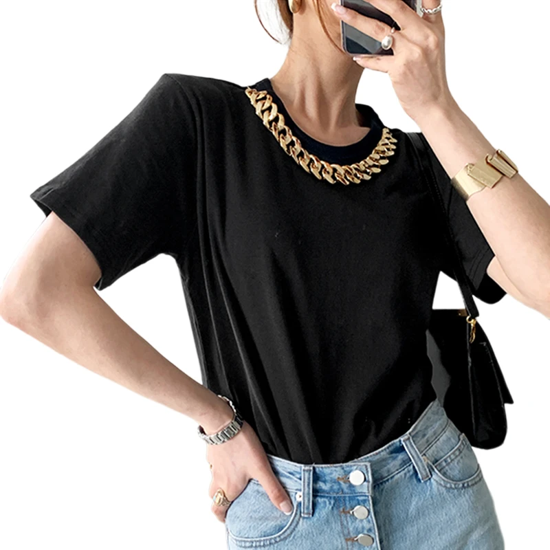 Футболка 2021 летняя модная уличная одежда с коротким рукавом золотая цепочка с подвеской, женские топы, женские футболки, футболки женские ф...
Футболка 2021 летняя модная уличная одежда с коротким рукавом золотая цепочка с подвеской, женские топы, женские футболки, футболки женские ф...