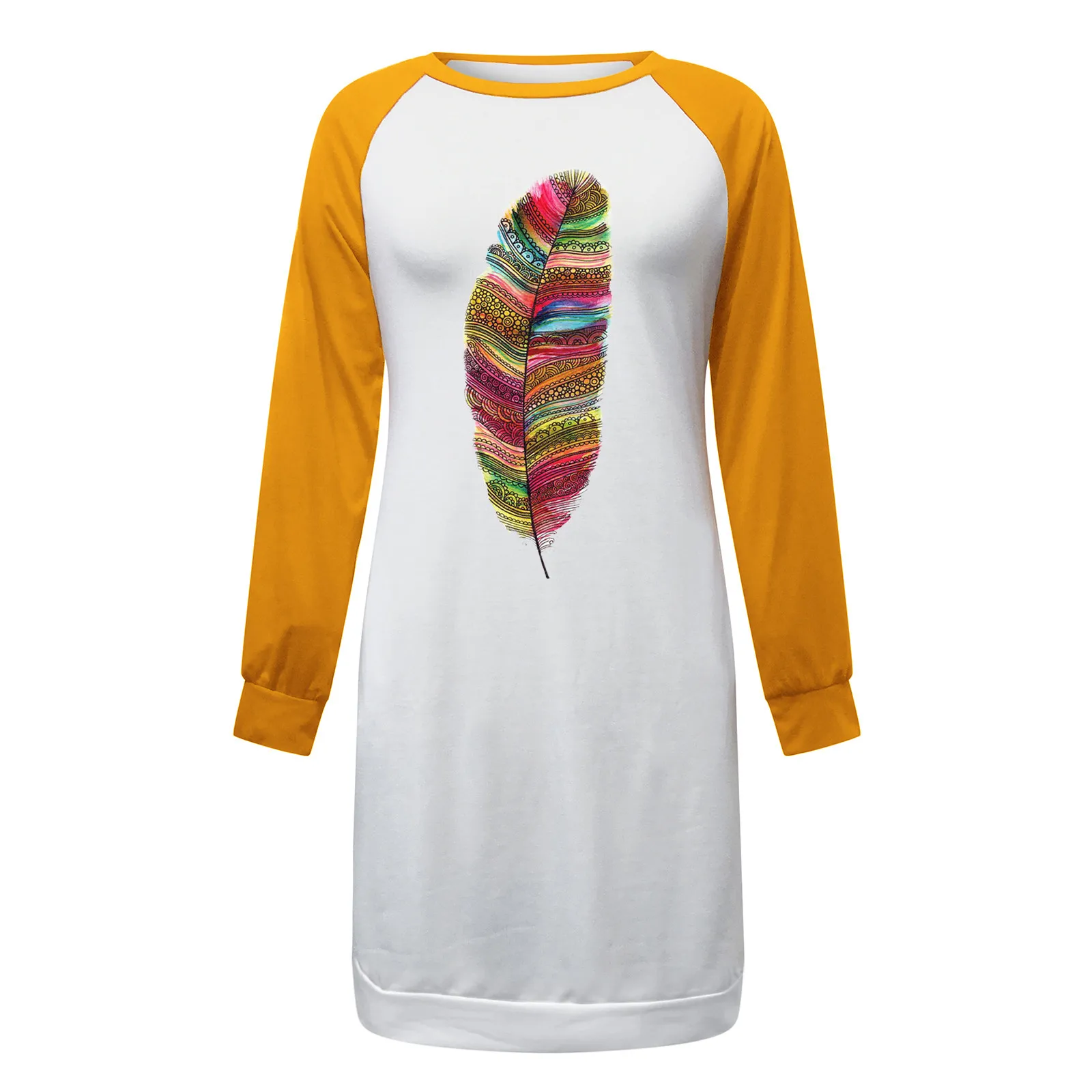 Winter Women's Sweatshirt Long Sleeve Pullover Top Female Feather Print Long Crew Neck Sweatshirts Dress For Women Outwear
Winter Women's Sweatshirt Long Sleeve Pullover Top Female Feather Print Long Crew Neck Sweatshirts Dress For Women Outwear