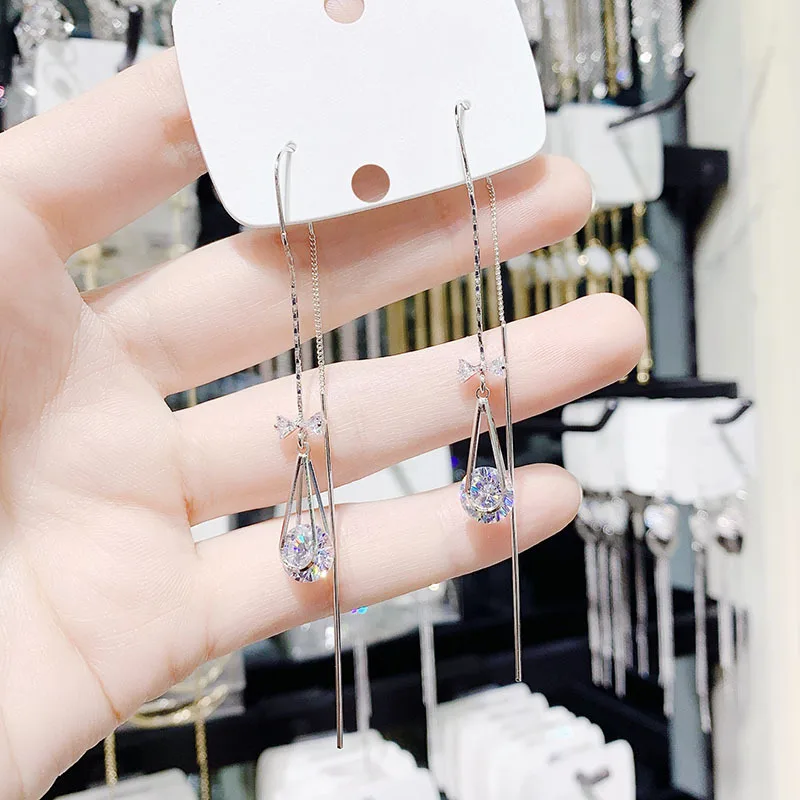 New 925 Sterling Silver Bow Water Drop Crystal Pendant Earrings Women Girl Stylish Jewelry Personality Gift
New 925 Sterling Silver Bow Water Drop Crystal Pendant Earrings Women Girl Stylish Jewelry Personality Gift