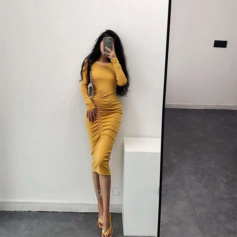 Autumn and winter new round neck long sleeve slim dress design sense tight elastic hip dress sexy temperament club dress A112
Autumn and winter new round neck long sleeve slim dress design sense tight elastic hip dress sexy temperament club dress A112