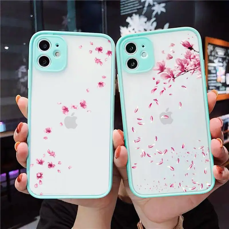 Cute flower Bumper Girl petals Phone Case For iPhone 12 11 Mini Pro XR XS Max 7 8 Plus X Matte transparent blue Back Cover 
Cute flower Bumper Girl petals Phone Case For iPhone 12 11 Mini Pro XR XS Max 7 8 Plus X Matte transparent blue Back Cover