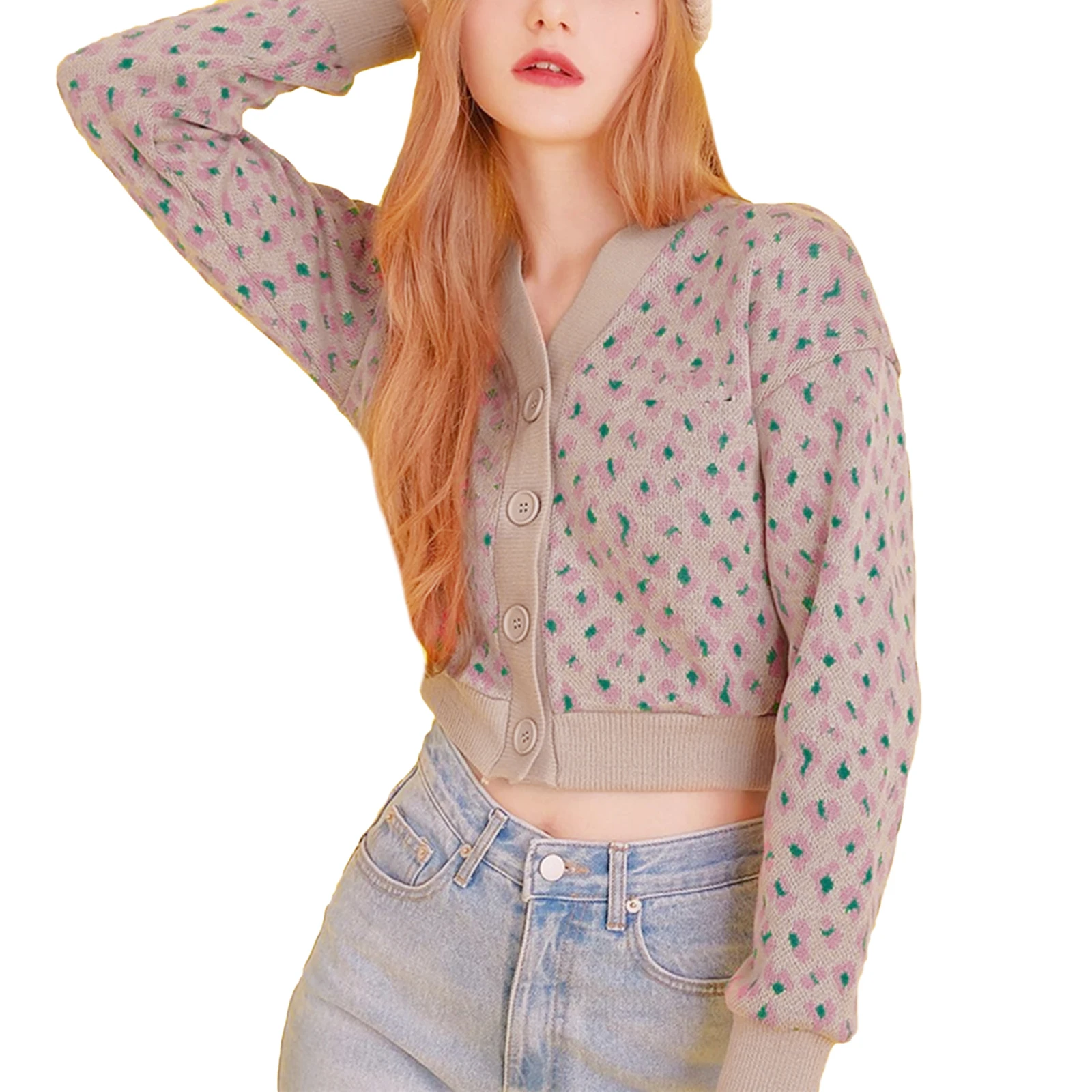 Female Knitwear, Girls Floral Print Long Sleeve Cardigan Knitted Coat for Spring Fall, S/M
Female Knitwear, Girls Floral Print Long Sleeve Cardigan Knitted Coat for Spring Fall, S/M