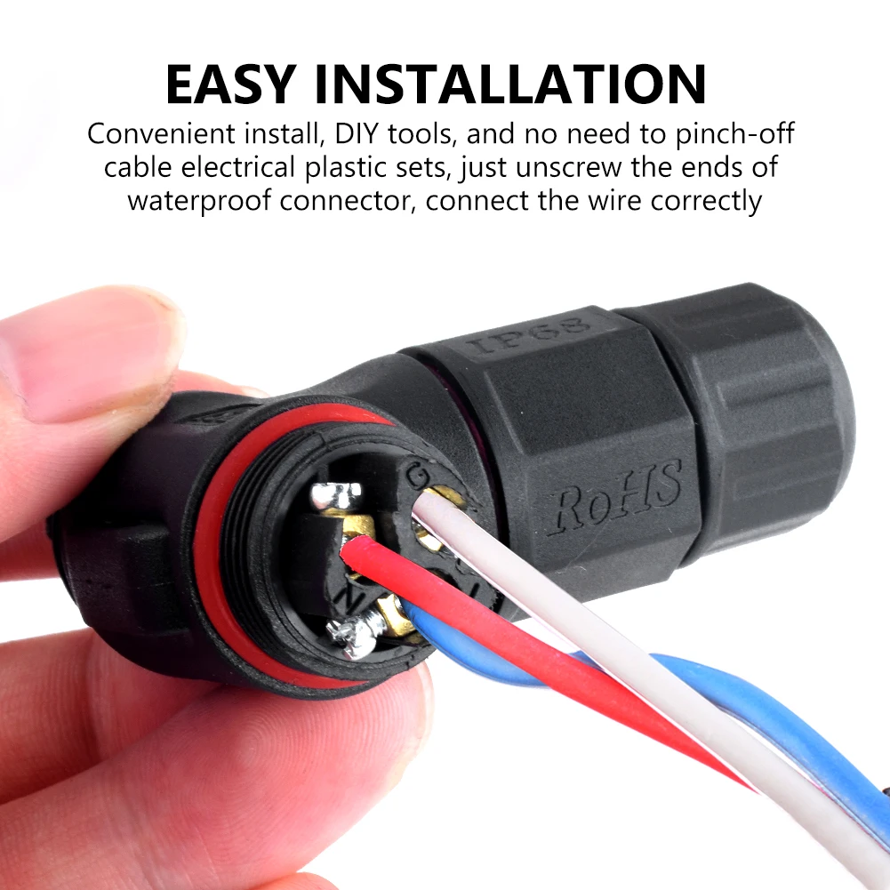 IP68 Waterproof Connector 2 Pin/3 Pin Electrical Terminal Wire Adapter Set Electrical Cable Wire 2/3 Pin Connector Outdoor Plug
IP68 Waterproof Connector 2 Pin/3 Pin Electrical Terminal Wire Adapter Set Electrical Cable Wire 2/3 Pin Connector Outdoor Plug